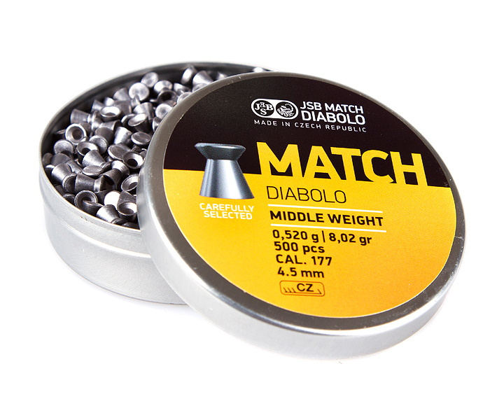 Пули JSB Yellow Match Diabolo Middle 4,5 мм, 0,52 грамм, 500 штук фото 2