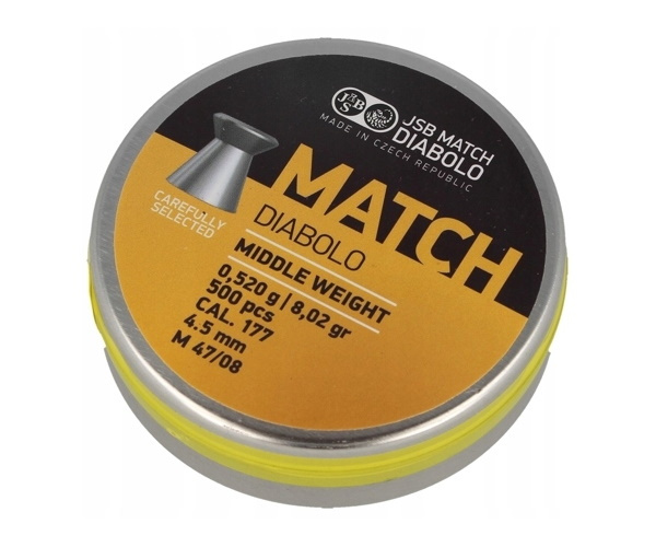 Пули JSB Yellow Match Diabolo Middle 4,5 мм, 0,52 грамм, 500 штук фото 4