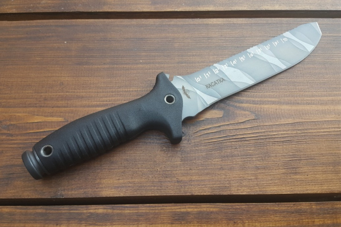 Нож туристический "Касатка", рукоять термоэластопласт (резина), покрытие камуфляж фото 3