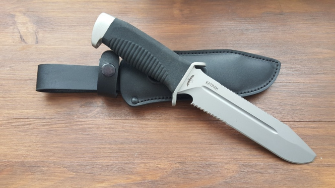 Нож туристический "Катран-3", рукоять термоэластопласт (резина), покрытие антиблик фото 1