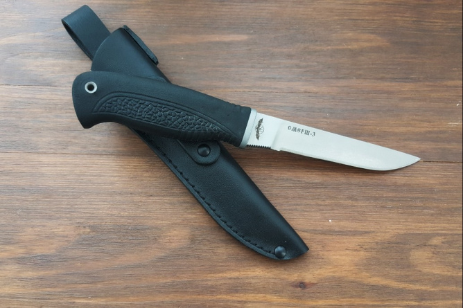 Нож туристический "Смерш-3 (6мм)", рукоять термоэластопласт (резина), покрытие антиблик фото 1