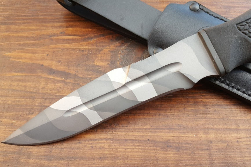 Нож туристический "Антитеррор-Р", рукоять термоэластопласт (резина), покрытие камуфляж фото 2