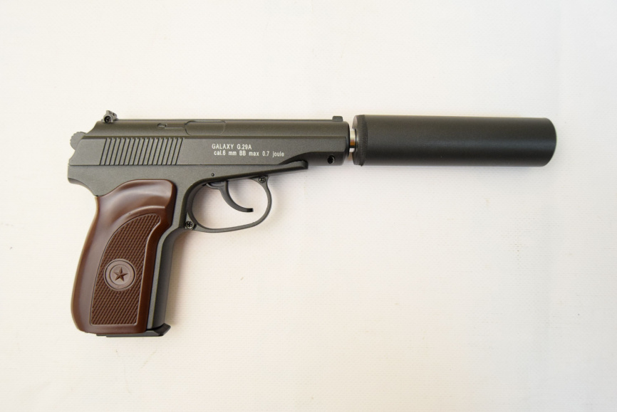 Страйкбольный пистолет Galaxy G.29A (ПМ) с глушителем фото 4
