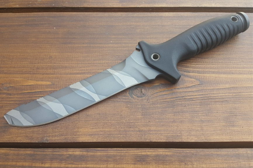 Нож туристический "Касатка", рукоять термоэластопласт (резина), покрытие камуфляж фото 4