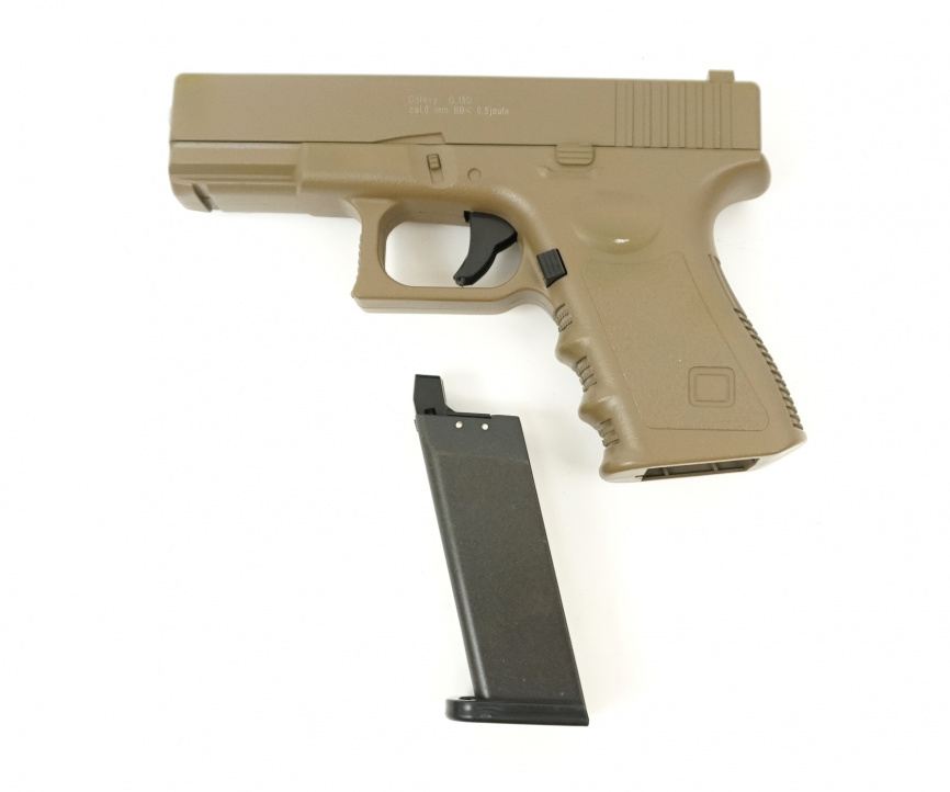 Страйкбольный пистолет Galaxy G.15D (Glock 17) песочный фото 4