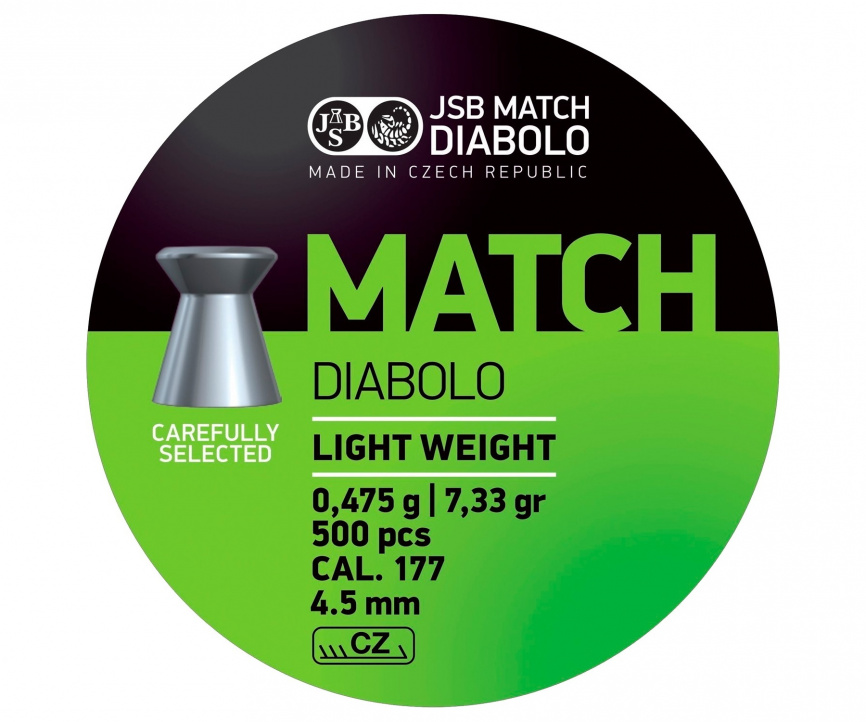 Пули JSB Green Match Diabolo Light 4,5 мм, 0,475 грамм, 500 штук фото 5