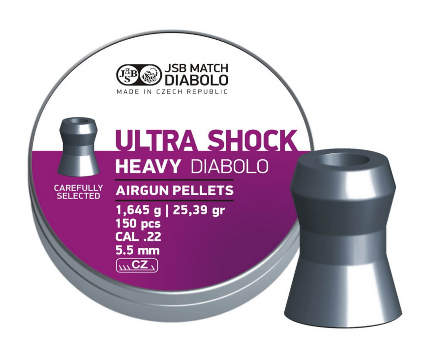 Пули JSB Ultra Shock Heavy Diabolo 5,5 мм, 1,645 грамма, 150 штук фото 1