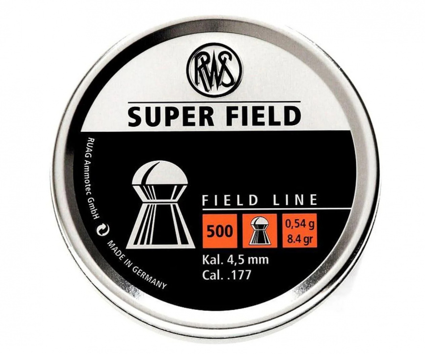Пули RWS Super Field 4,5 мм, 0,54 грамм, 500 штук фото 1