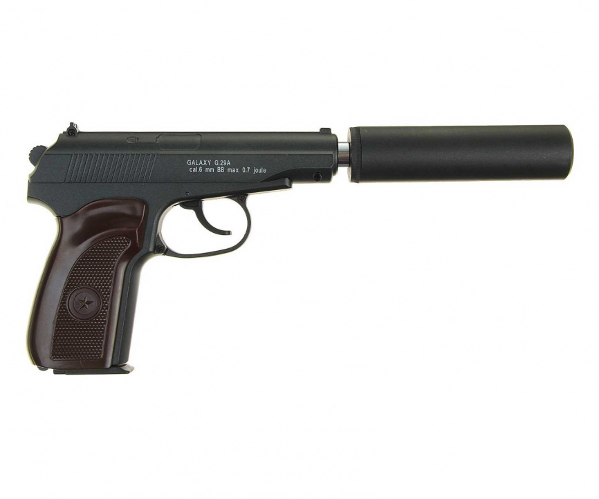 Страйкбольный пистолет Galaxy G.29A (ПМ) с глушителем фото 3