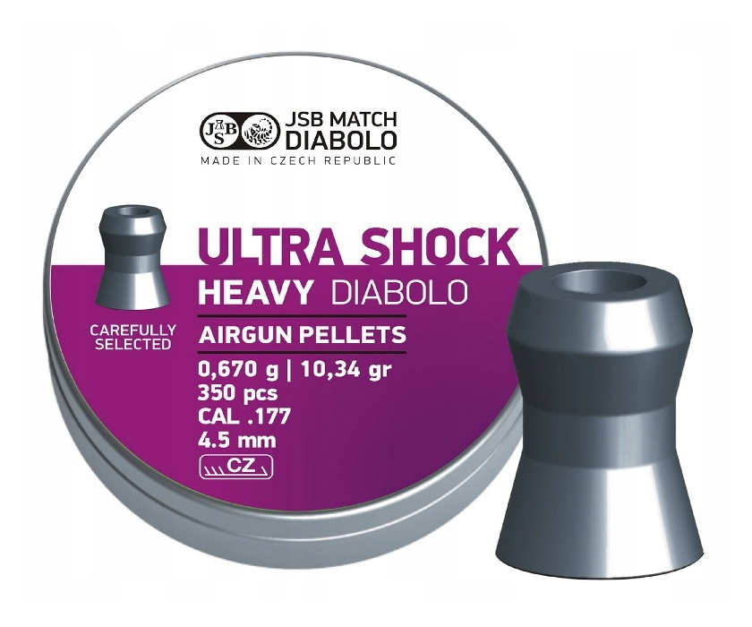 Пули JSB Ultra Shock Heavy Diabolo 4,5 мм, 0,67 грамма, 350 штук фото 1